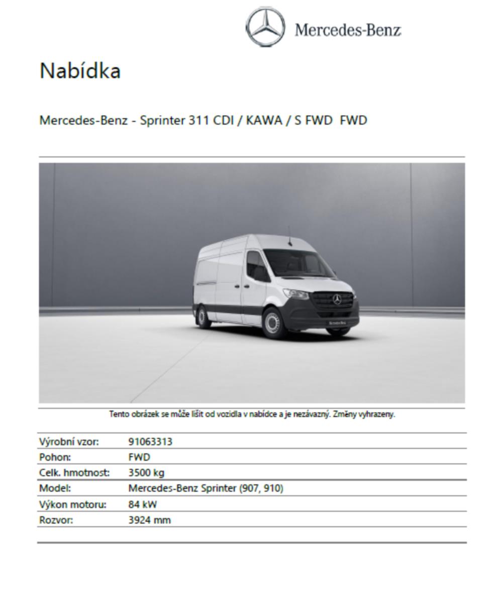 Mercedes-Benz Sprinter 0,0 311 CDI / KAWA / S FWD  FWD  311 CDI / KAWA / S FW